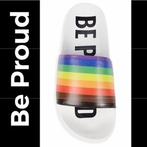 Mah Gender Neutral Be Proud Pool Slides  Sandals LGBTQ NWT